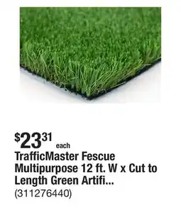 The Home Depot TrafficMaster Fescue Multipurpose 12 ft. W x Cut to Length Green Artificial Grass Turf offer