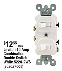 The Home Depot Leviton 15 Amp Combination Double Switch, White 5224-2WS offer