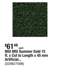 The Home Depot MSI MSI Summer Gold 15 ft. x Cut to Length x 45 mm Artificial Grass Turf offer