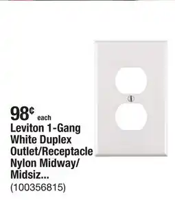 The Home Depot Leviton 1-Gang White Duplex Outlet/Receptacle Nylon Midway/Midsize Wall Plate (1-Pack) PJ8-W offer