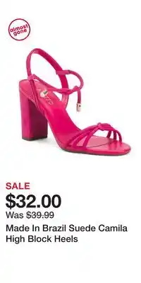 TJ Maxx Made In Brazil Suede Camila High Block Heels offer