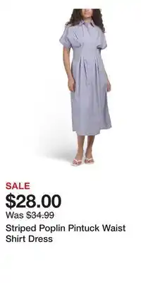 TJ Maxx Striped Poplin Pintuck Waist Shirt Dress offer