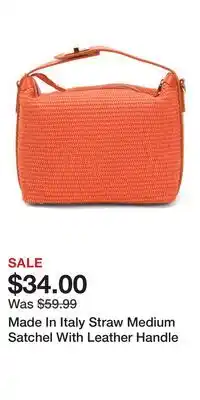 TJ Maxx Made In Italy Straw Medium Satchel With Leather Handle offer