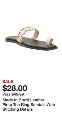 TJ Maxx Made In Brazil Leather Pirita Toe Ring Sandals With Stitching Details offer