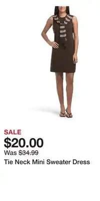 TJ Maxx Tie Neck Mini Sweater Dress offer