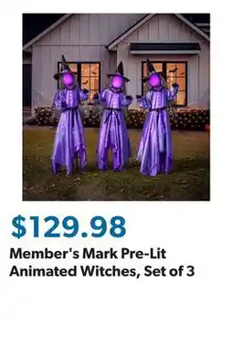 Sam's Club Member's Mark Pre-Lit Animated Witches, Set of 3 offer