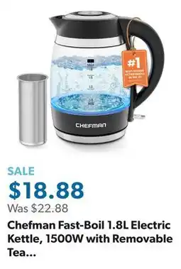 Sam's Club Chefman Fast-Boil 1.8L Electric Kettle, 1500W with Removable Tea Infuser offer