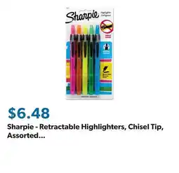 Sam's Club Sharpie - Retractable Highlighters, Chisel Tip, Assorted Fluorescent Colors - 5/Set offer