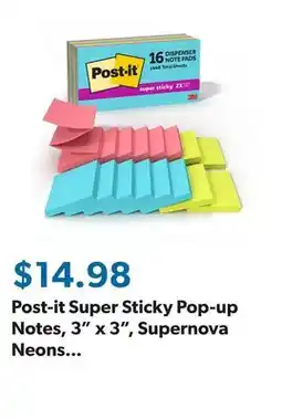 Sam's Club Post-it Super Sticky Pop-up Notes, 3 x 3, Supernova Neons Collection, 16 Pack, 1,440 Total Sheets offer