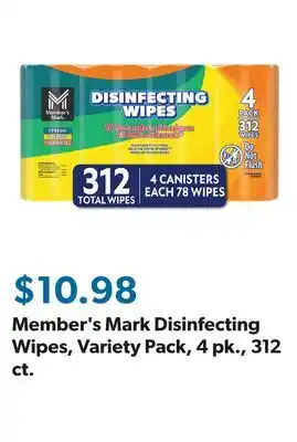 Sam's Club Member's Mark Disinfecting Wipes, Variety Pack, 4 pk., 312 ct offer