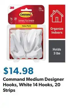Sam's Club Command Medium Designer Hooks, White 14 Hooks, 20 Strips offer