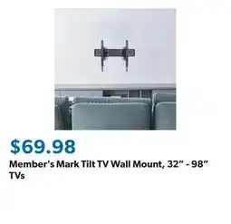 Sam's Club Member's Mark Tilt TV Wall Mount, 32 - 98 TVs offer