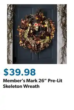 Sam's Club Member's Mark 26 Pre-Lit Skeleton Wreath offer