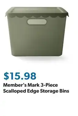 Sam's Club Member's Mark 3-Piece Scalloped Edge Storage Bins offer