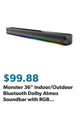 Sam's Club Monster 36 Indoor/Outdoor Bluetooth Dolby Atmos Soundbar with RGB LED lights offer