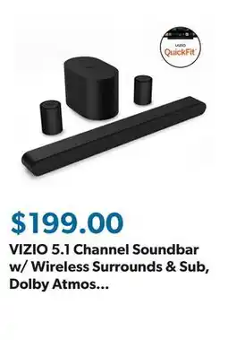 Sam's Club VIZIO 5.1 Channel Soundbar w/ Wireless Surrounds & Sub, Dolby Atmos & DTS:X, QuickFit Compatible offer