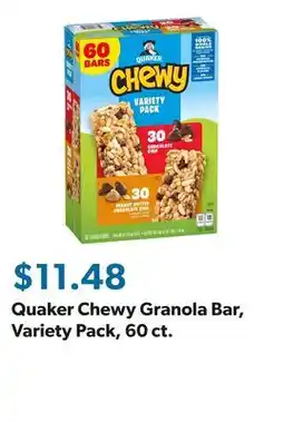 Sam's Club Quaker Chewy Granola Bar, Variety Pack, 60 ct offer