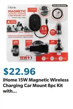 Sam's Club iHome 15W Magnetic Wireless Charging Car Mount 8pc Kit with Retractable Cable offer