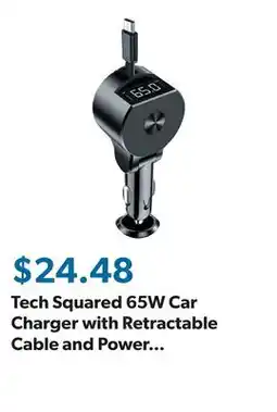 Sam's Club Tech Squared 65W Car Charger with Retractable Cable and Power Output Display offer