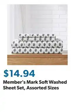 Sam's Club Member's Mark Soft Washed Sheet Set, Assorted Sizes offer