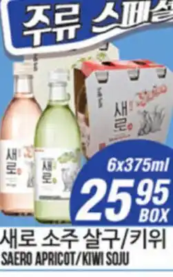Joong Boo Market SAERO APRICOT/KIWI SOJU offer