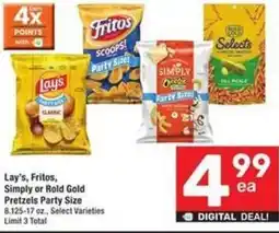 Albertsons Lay's, Fritos, Simply or Rold Gold Pretzels Party Size offer