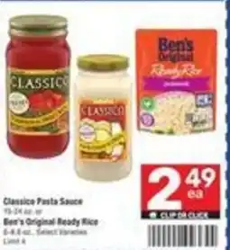 Albertsons Classice Pasta Sauce orBen's Ben's Original Ready Rice offer