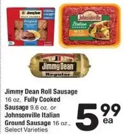 Albertsons Jimmy Dean Roll Sausage, Fully Cooked Sausage or Johnsonville Italian Ground Sausage offer