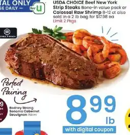 Albertsons Strip Steaks x or Colossal Raw Shrimp offer
