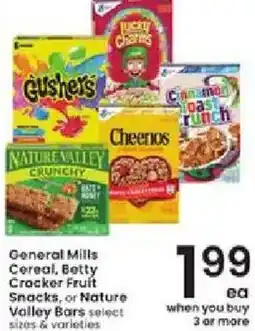Albertsons General Mills Cereal, Betty Crocker Fruit Snacks, or Nature Valley Bars offer