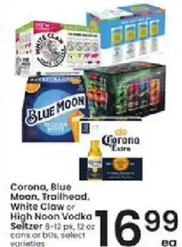 Albertsons Corona, Blue Moon, Trailhead, White Claw or High Noon Vodka Seltzer offer
