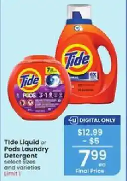 Albertsons Tide Liquid or Pods Laundry Detergent offer