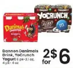 Albertsons Dannon Danimals Drink, YoCrunch Yogurt offer