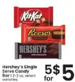 Albertsons Hershey's Single Serve Candy Bar offer
