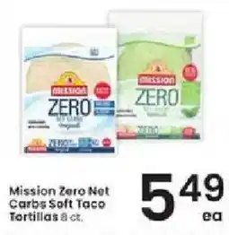 Albertsons Mission Zero Net Carbs Soft Taco Tortillas offer
