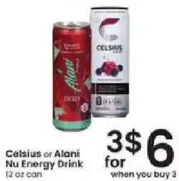Albertsons Celsius or Alani Nu Energy Drink offer