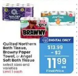 Albertsons Quilted Northern Bath Tissue, Brawny Paper Towel, or Angel Soft Bath Tissue offer