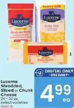 Albertsons Lucerne Shredded, Sliced or Chunk Cheese offer
