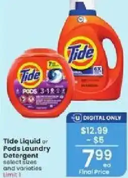 Albertsons Tide Liquid or Pods Laundry Detergent offer