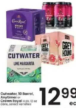 Albertsons Cutwater, 10 Barrel, Anytimer or Crown Royal offer