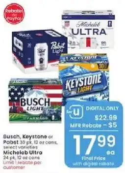 Albertsons Busch, Keystone or Pabst or Michelob Ultra offer
