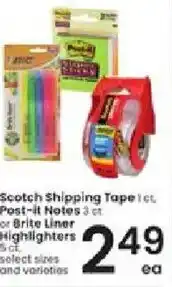 Albertsons Scotch Shipping Tapeict Post-it Notes or Brite Liner Highlighters offer