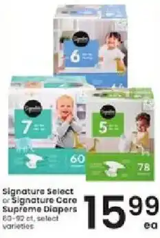 Albertsons Signature Select or Signature Care Supreme Diapers offer