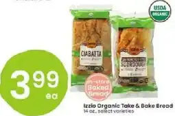 Albertsons Izzio Organic Take & Bake Bread offer