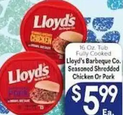 Caledonia Marketplace Lloyd's Barbeque Co. Seasoned Shredded Chicken Or Pork offer