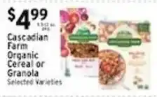 Met Foodmarkets Cascadian Farm Organic Cereal or Granola offer