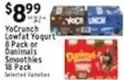 Met Foodmarkets Yocrunch lowfat yogurt 8 pack or danimals smoothies offer