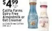Met Foodmarkets Califia Farms Dairy Free Almondmilk or Cat Creamer offer