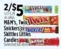 Pioneer Supermarkets M&M's, Twix Snickers or Skittles Littles Candies offer