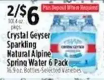 Pioneer Supermarkets Crystal Geyser Sparkling Natural Alpine Spring Water offer